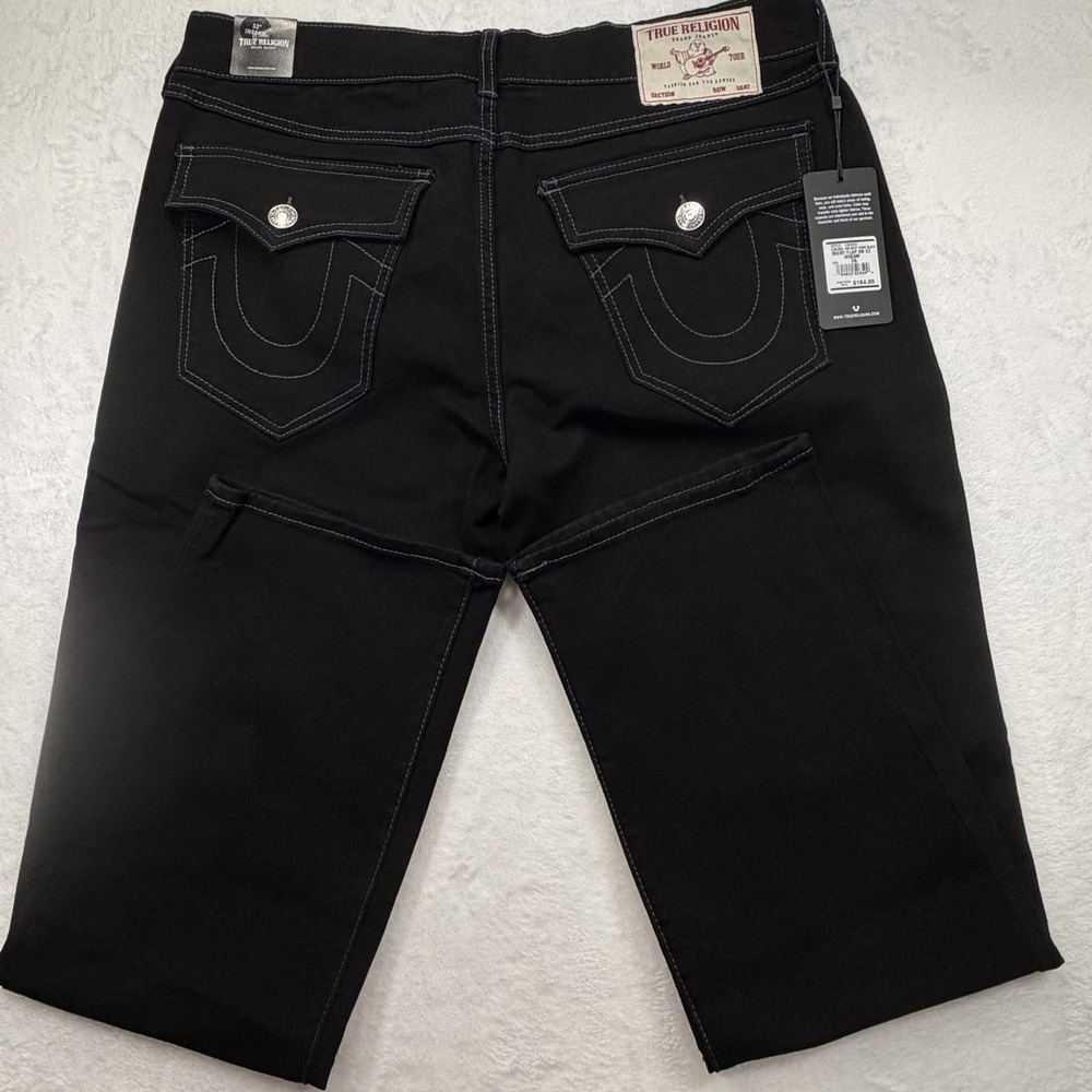 True Religion Ricky Flap SN Black Jeans Mens 36x32 Straight Leg NWT Retail $164